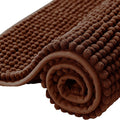 Bath Mat Non Slip Anti Mould 40 x 60 cm – Brown Chenille Bathroom Mat Extra Soft & Fluffy Bathmat Machine Washable Super Water Absorption Shower Mat