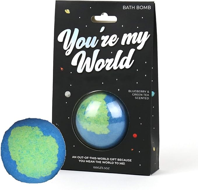 You are My World Bath Bomb | Blueberry and Green Tea Scented Bath Bomb | Gift Republic Earth Shaped Bath Time Fun