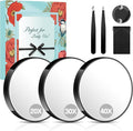 MIYADIVA Magnifying Mirror Set, 20x&30x&40x Suction Cup Makeup Mirror, 2 Tweezers & Storage Bag. 3.5 Inch Compact Mirror for Travel, Bathroom, Home, Gifts for Women
