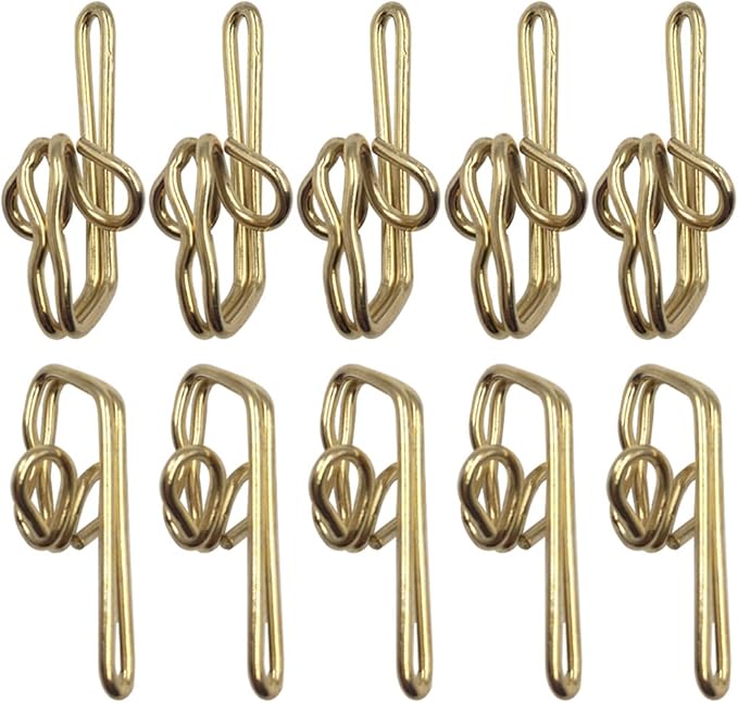 100 Pack Metal Curtain Header Tape Drapery Hooks, Gold