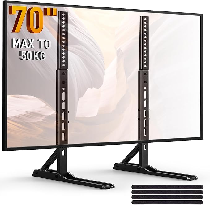 Perlegear Universal TV Stand for 22-70 inch TVs, Table Top TV Legs with 3 Height Options, Replacement TV Stands Base, Modern TV Stand, Holds up to 50kg, Max VESA 800x600mm