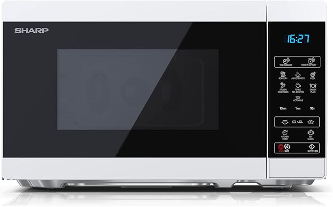 SHARP YC-MS02U-W Compact 20 Litre 800W Digital Microwave, 11 power levels, ECO Mode, defrost function, LED cavity light - White