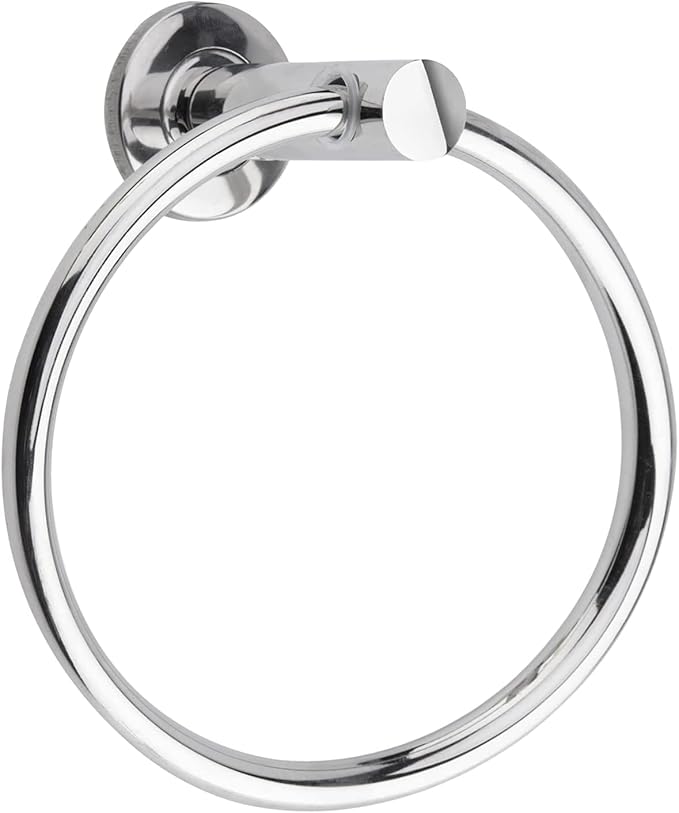 304 Stainless Steel Chrome Towel Holder Ring16cm(6.3inch) With Fixing kit For Bathroom & Kitchen,Hand Towel Hanging Towel Hanger Wall Mount Contemporary Bathroom Accessories Round Towel Rail