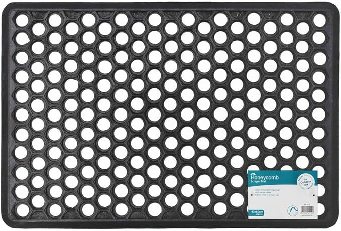JVL Honeycomb Outdoor Rubber Ring Entrance Floor Door Mat 40 x 60 cm