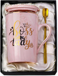 Boss Lady Gifts, Best Boss Gifts for Women, Birthday Gifts for Boss Lady - 14oz Pink Marble Ceramic Coffee Mug - Friend Gifts, Sister Gift, Women Birthday Gifts with Gift Box