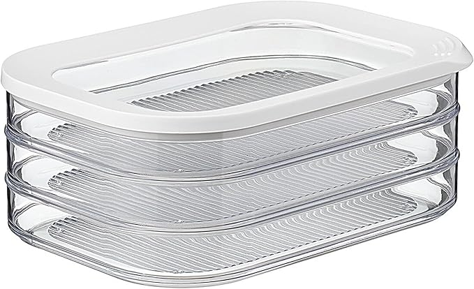 Mepal – Storage Container Deli Meat Modula 3-Layers - Fridge Box with Lid for Suitable Storing Bacon & Products 3 Separate Boxes 1650 ml White