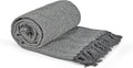Emma Barclay Herringbone - Recycled Cotton Patterned Chair Sofa Setee Bed Throw Over Blanket in Silver Grey - 50x60 (127x152cm)