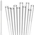 Plastic Straws Pack of 20 Reusable Straws with Brush 19mm x 7mm Perfect for Cocktails, Milk, Juice, Tea (Drinking Straws)