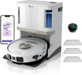 Shark PowerDetect Robot Vacuum and Mop with 60-Day Self-emptying and Cleaning Base - 3D LiDAR Navigation - Wi-Fi / App - 3 Anti-microb Pads, 1 Odour Cartridge and 2 Brushes Incl. - White