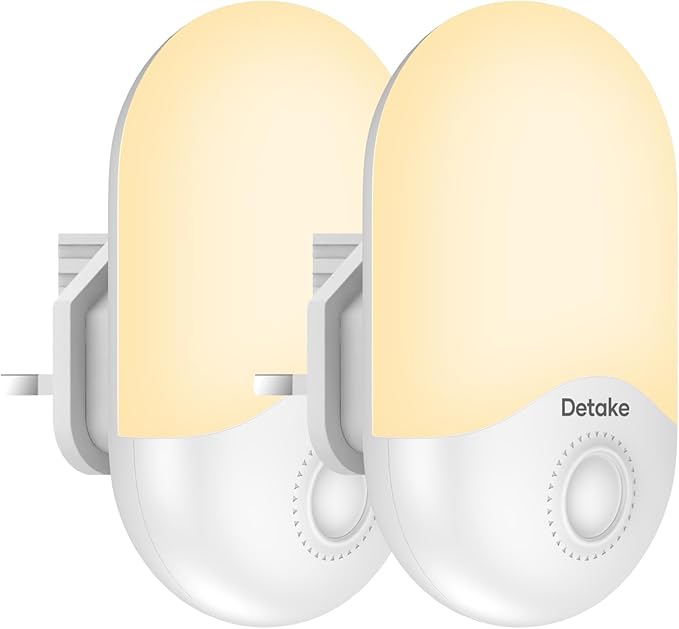 2 Pack LED Night Light, Night Lights Plug in Walls with Dusk to Dawn Photocell Sensor, 0.5W Energy Saving, Warm White Plug in Night Lighting for Kids/Children, Bedroom, Hallway, etc