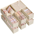 SONGMICS Drawer Organisers, Dresser Dividers, Set of 12, Foldable Fabric Storage Boxes for Socks, Underwear, Bras, Ties, Scarves, Summer Sand RDZ006Y02