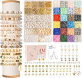 Clay Beads 8000 Pcs 2 Boxes Bracelet Making Kit - 24 Colors for Bracelet Making Set - Heishi Disc Beads for Jewelry Making kit with Charms and Gift Pack for Girls