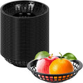 PINGEUI 70 Pack Black Fast Food Basket, 20x5 cm Food Serving Baskets, Round Plastic Food Basket for Home, Kitchen, Restaurant