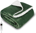 Heated Blanket, Electric heated throw 160x130CM Green, 10 Levels &1-9H Timer Auto-Off, Machine Washable, Soft Flannel Sherpa and Full Body Warming, Sofa Bed Office Use, warm blanket, electric