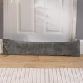 OHS Draught Excluders for Doors Faux Fur, Soft Fluffy Door Draft Excluder Cushion Decorative Door Stopper Cold Air Wind Blocker Living Rooms Bedroom Kitchens, Grey 90 x 20cm