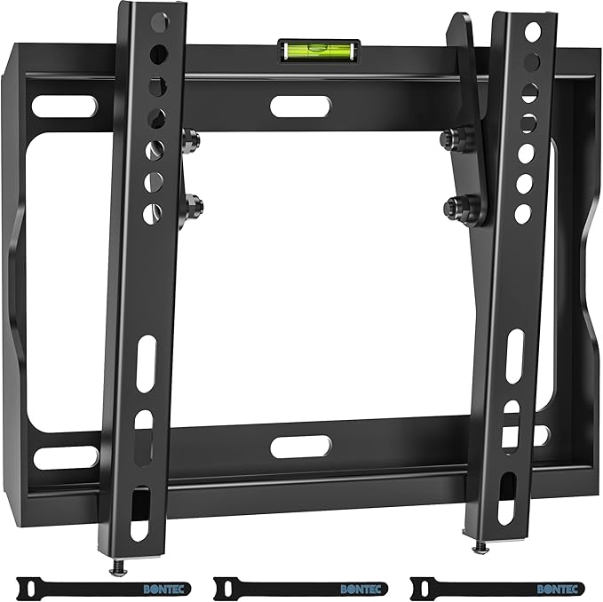 BONTEC Low Profile TV Wall Mount Bracket for 17-45 inch LED LCD OLED Plasma TVs, Ultra Slim Tilt Design, Max VESA 200x200mm, Holds Up to 30kg, Bubble Level & Cable Ties Included