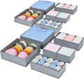 12 Pack Drawer Organisers Foldable Storage - Fabric Drawer Dividers Box Wardrobe Organiser Cubes for Clothes, Socks, Underwear, T-shirt, Bedroom (Light Grey)