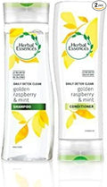 Herbal Essences Daily Detox Shine Shampoo and Conditioner with Golden Raspberry and Mint. Bundle with Exclusive Beauty Tips.