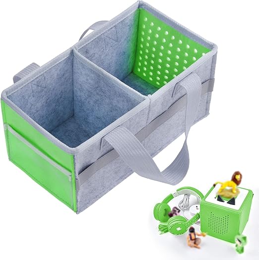 Vicloon Bag for Toniebox Starter Set and Accessories, XL Storage Bag, Travel Carrying Case with Handle (Green)