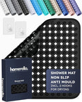 homerella® Shower Mat Non Slip Anti Mould 53 x 53 cm, INCL. Hooks for Drying, Bath Mat Non Slip Anti Mould, Shower Mats for Inside Shower, BPA-Free and Machine Washable for Children and Elderly