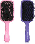 2 Pack Hair Brush, Large Paddle Detangle Hairbrush for Women Men and Kids, Great on Wet/Dry Hair Smoothing Massaging Detangling (Pink-Purple)