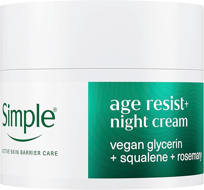 Simple Age Resist+ Night Facial Moisturiser face cream with squalane + rosemary helps fight premature ageing 50 ml