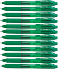 Pentel EnerGel BL107-D Gel Ink Roller Ball Pen with Click Top Stroke, 0.35 mm - Green (Pack of 12)