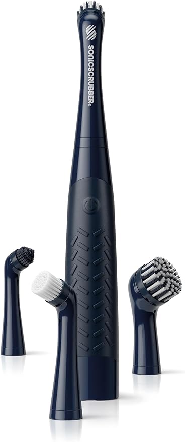 NEW Rechargeable SonicScrubber - Rechargeable Electric Scrubbing Brush - Cordless Cleaning Tool - 3hr Battery - Homes, Kitchens, Bathrooms, Footwear & More - USB Charging Cable + 4 Brush Heads