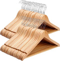 KARAN KING Coat Hangers Set - 40 Pack Wooden Hangers with Round Trouser Bar and Shoulder Notches - Strong for Suits, Trousers, Shirts & More