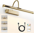HARPER LIVING Picture Light for Wall Antique Brass, Rechargeable Picture Light with Remote, Dimmable & 3 Color Temps, Magnetic Battery Operated Wall Lights for Dartboard Frame Gallery[Energy Class D]