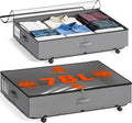 XXXL 78L Under Bed Storage on Wheels, 2-Pack Rolling Storage Containers with Clear Lid & Label, Heavy-Duty Metal Frame, Easy Pull-out, Underbed Storage Bins for Clothes, Shoes, Blankets, and Toys