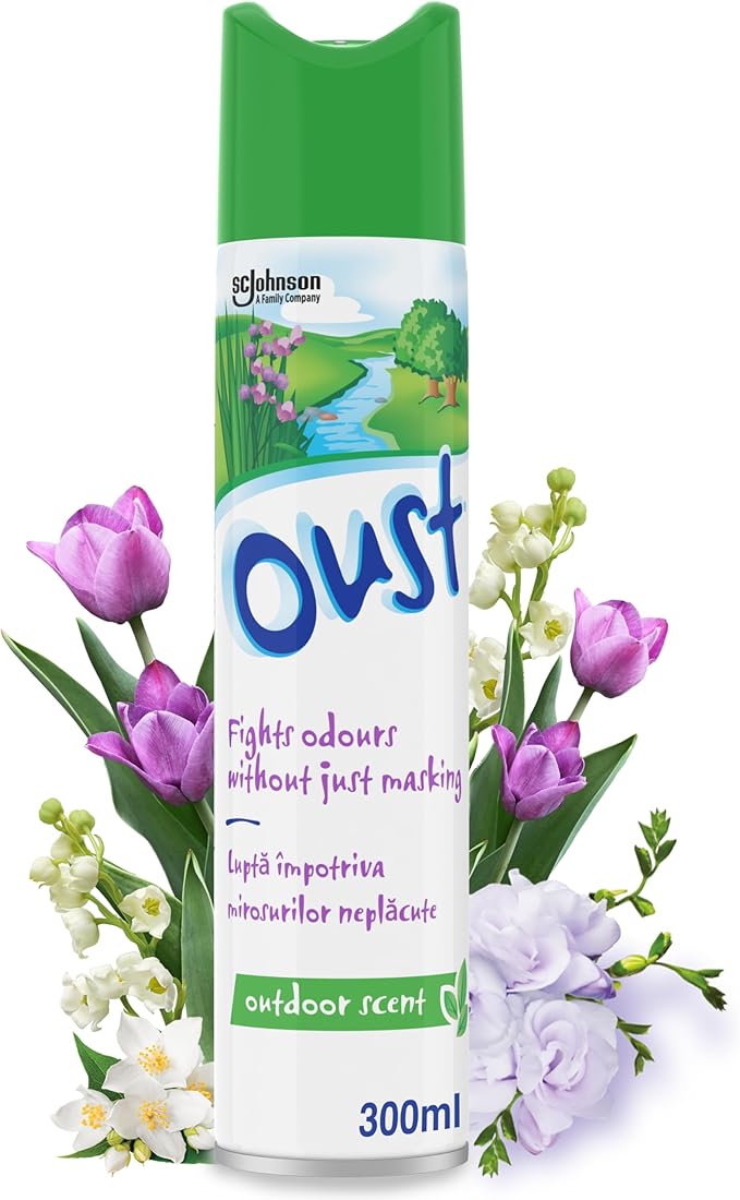Oust Odour Eliminator Aerosol Air Freshener Outdoor Scent, 300ml