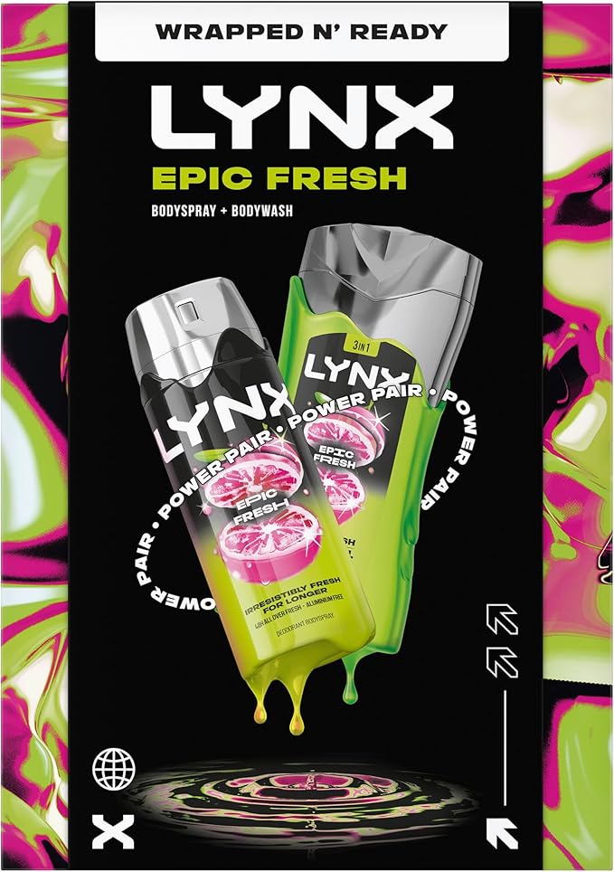 Lynx Epic Fresh Duo Gift Set with a body wash and a body spray perfect for any occasion 2 piece