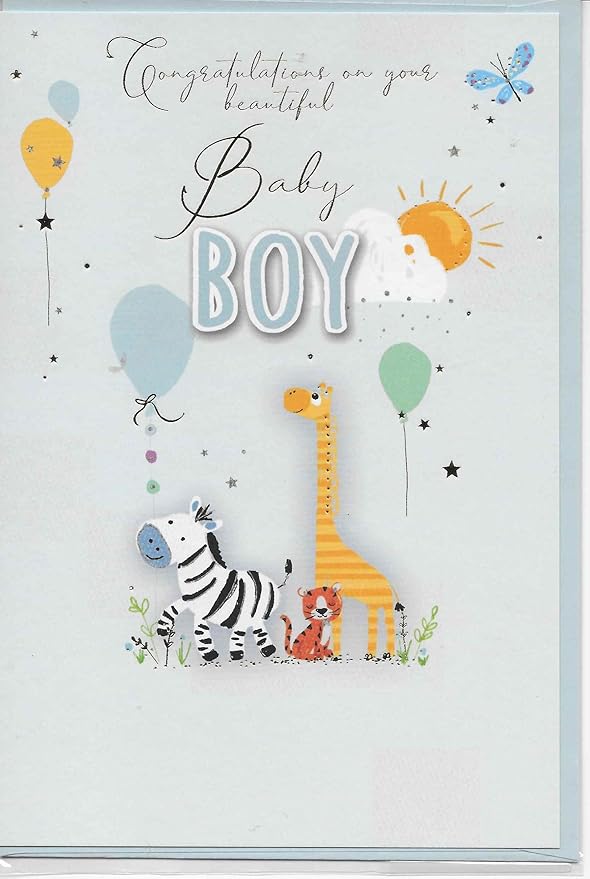 Baby Boy Newborn Greeting Card 20 x 14 cm Congratulations Beautiful