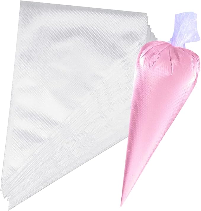 100 Pcs Disposable Piping Bags Medium - Clear Icing Piping Bags Cake Decorating Plastic Pastry Bags Strong Icing Bag for Cake Cupcake Dessert Cookies Decoration