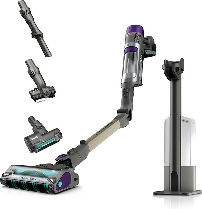 Shark PowerDetect Clean & Empty Cordless Vacuum Cleaner, DuoClean Detect, Reverse Clean, 2L Auto-Empty Base, Anti-Hair Wrap Plus, 70 Min Runtime, Lightweight, Pet & Multi-Surface Tools, Grey IP3251UKT