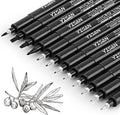 YISAN Black Drawing Pens,Fineliners Marker,Set of 12 Micro-Pens,Anime Pigment Pen,Art Pens,for Sketching,Technical Drawing 902195