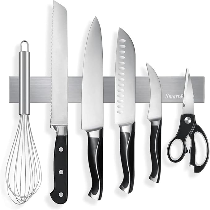 SMART&COOL Magnetic Knife Holder for Wall - 30CM (11.69 Inch) Stainless Steel Magnetic Knife Strip Rack with Extra Strong Magnet for Knives, Kitchen Utensils and Tools