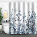 WELTRXE Shower Curtain, Bathroom Curtain with 12 Hooks, Waterproof Polyester Fabric Bathtub Curtain, Weighted Hem, Washable, Quick Dry, Mildew & Mold Resistant, Bathroom Decor, 183x183cm, Blue Plant