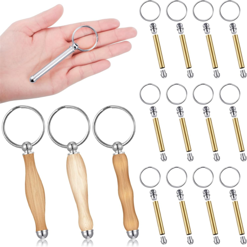 12pcs WoodTurning Keychain Kit Wood Turning Accessories Mandrel for Woodworking Gift B