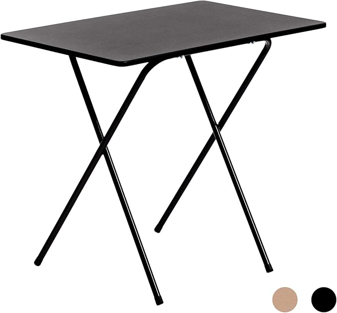 Harbour Housewares 80cm Wooden Folding Computer Desk - Black Frame, Black Top - Laptop Notebook Table PC for Writing Study Office Bedroom & Gaming
