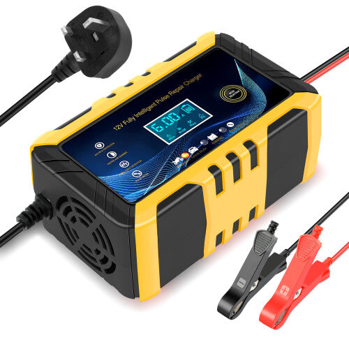 Car Battery Charger 12V 6A Smart Battery Trickle Charger Automotive 12V 24V Battery Maintainer Desulfator with Temperature Compensation for Car Truck