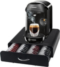 Tassimo Pod Holder | 64pcs | T-Disc Coffee Capsules | Bosch Tassimo Stand & Pod Storage Drawer | Anti-Vibration Design I Comes With a Micro Fiber Cleaning Cloth (Metal/Black) (64)