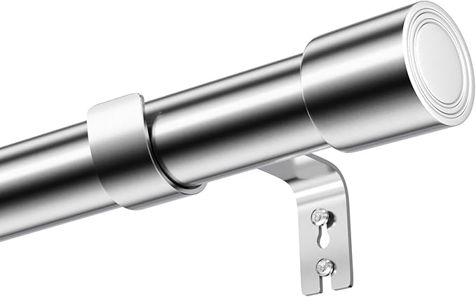 Curtain Pole with Brackets Fittings Set Window Poles Heavy Duty Door Curtain Poles for Bedroom, Living Room (Silver,84-150 cm/33-59 in)
