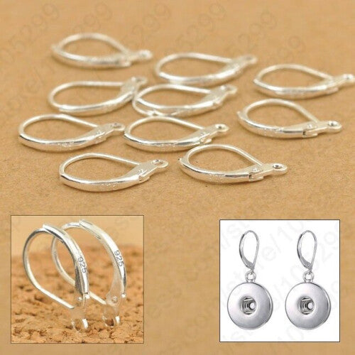 100PCS 925 Sterling Silver DIY Beadings Findings Earring Hooks Leverback Earwire Fittings Components
