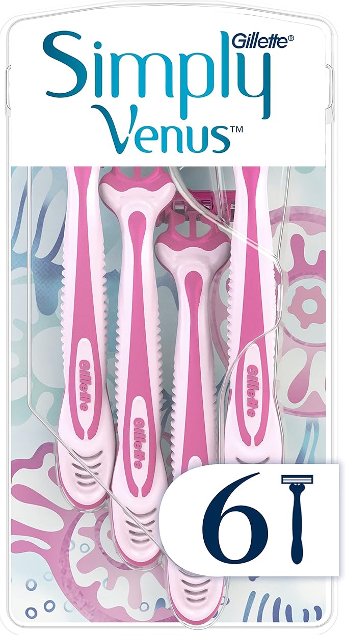 Gillette Simply Venus 3 Women's Disposable Razors with Lubricating Strip, 4+2 Free