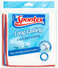 Spontex 2 Long Lasting Kitchen Cloths, 36 x 36cm