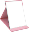 OWLKELA 16×12cm Portable Folding Mirror, Super HD Compact Makeup Mirrors, PU Leather Tabletop Foldable Travel Mirror, Compact Standing Vanity Mirrors for Bathroom, Home& Camping, Pink