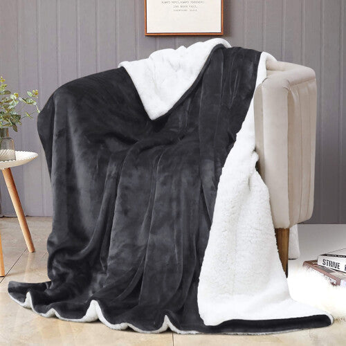 (Grey, King (200 x 240 cm)) Luxury Super Soft Sherpa Fleece Blanket Faux Fur Sofa Mink Warm Thick Reversible Throw