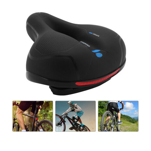 Wide Extra Comfy Gel Bicycle Saddle - Universal Fit, Breathable Cutout Seat with Steel Springs & Soft PU Leather Pad